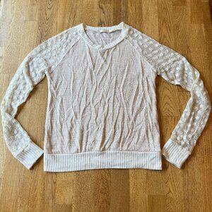 Gibson Cream Mesh Sleeved Sweater Size Small